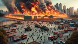 Incêndio em área militar mobiliza Exército e Bombeiros em Lins (SP)